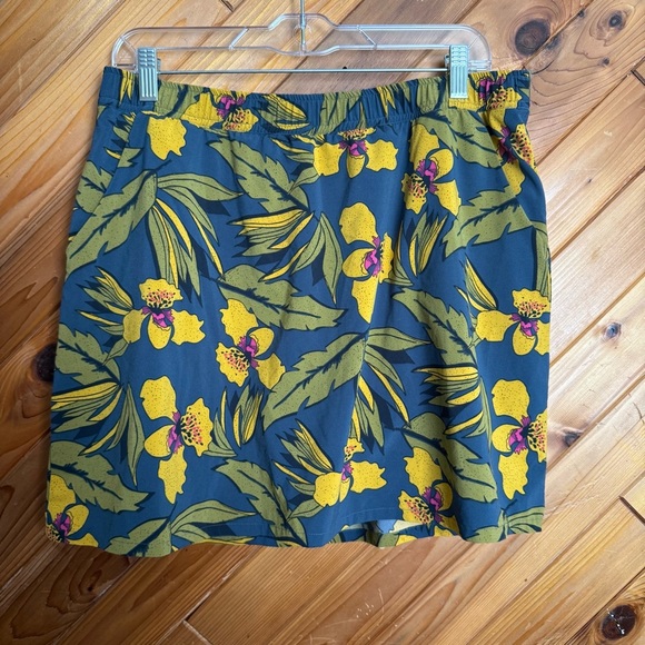 Toad&Co Blue and Yellow Floral Skirt Size Large - Picture 1 of 7